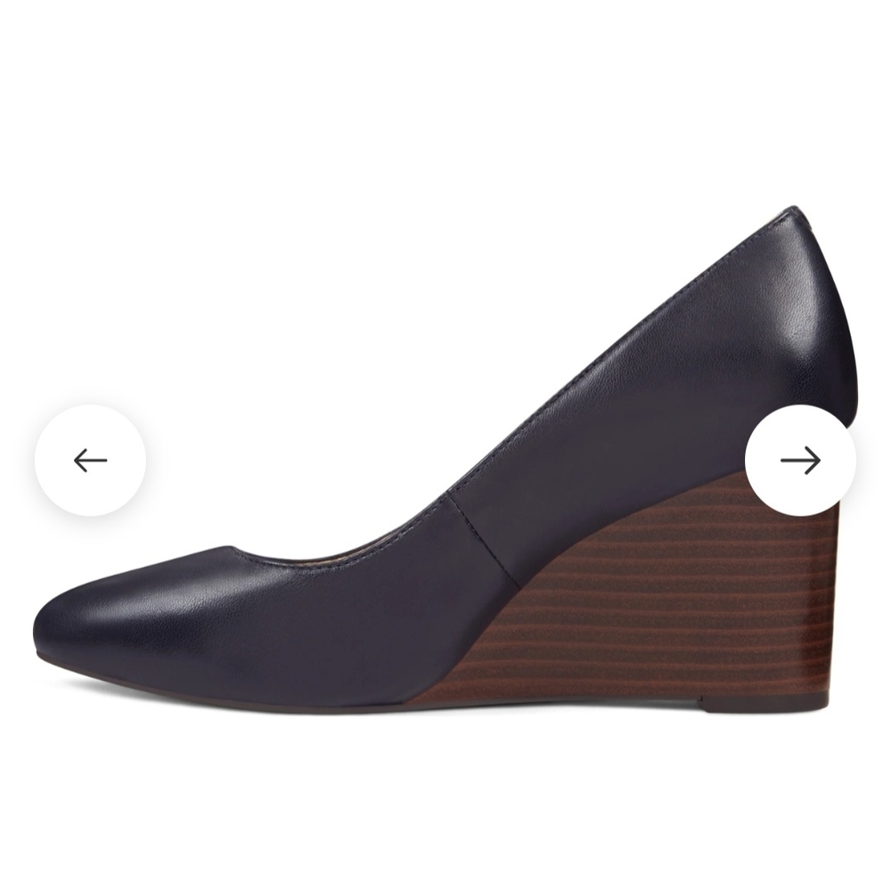 Nine West Navy Leather Wedges